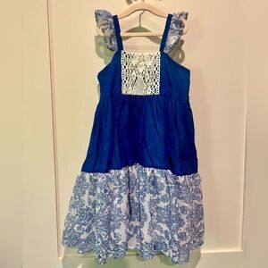 Well Dressed Wolf Blue & White Lace & Embroidered Dress